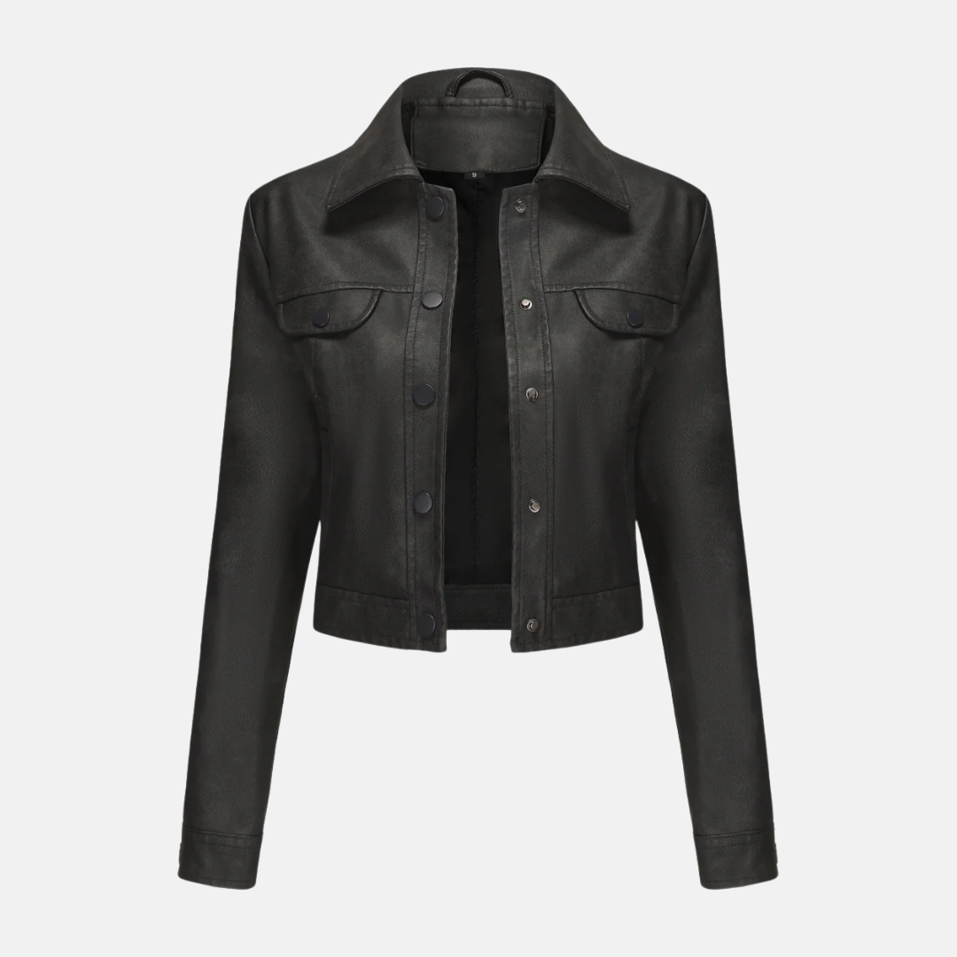 Damjacka – Kort Modell – Figursydd Passform – Pointkrage – Tryckknappar – Bröstfickor