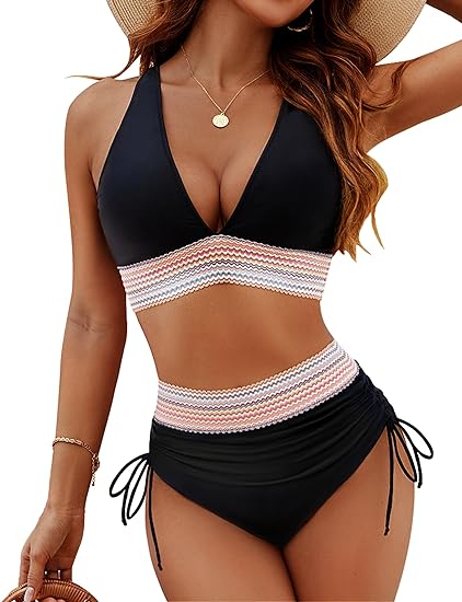 Dam Bikini Set – Justerbar Triangelöverdel – Hög Midja – Formande Passform – Andningsbart Tyg