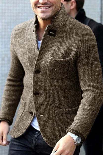 Herrblazer – Slim Fit – Skräddad Siluett – Tweedliknande Tyg – Notchslag
