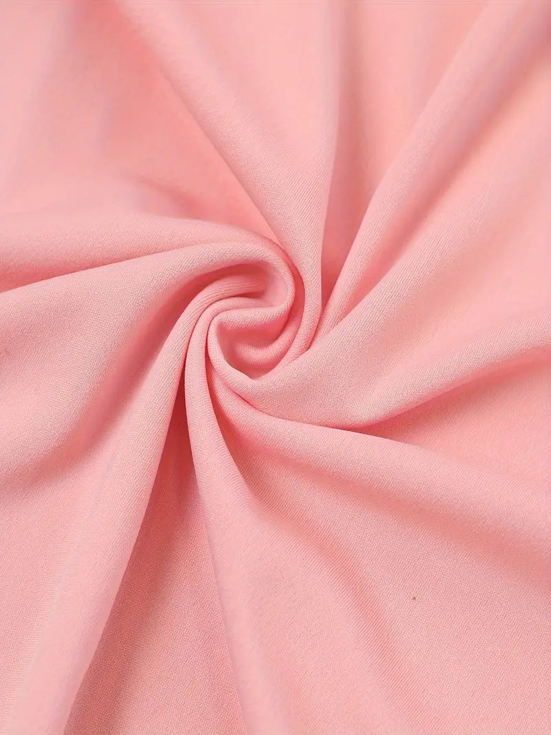 Damklänning - Figursydd A-linje - Trekvartsärm - Rund Hals med Dragkedja - Midjebälte