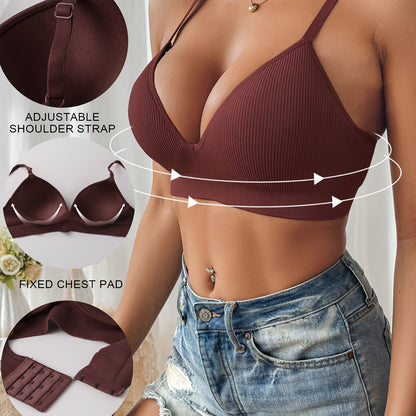 Dam Push-up Bh – Slim Fit – Ribbad Struktur – Djup Ringning – Justerbara Band
