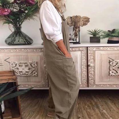 Damjumpsuit - Overall med justerbara remmar - Avslappnad passform - Avslappnad stil