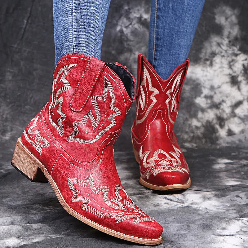 Dam westernstil – broderade cowboystövlar