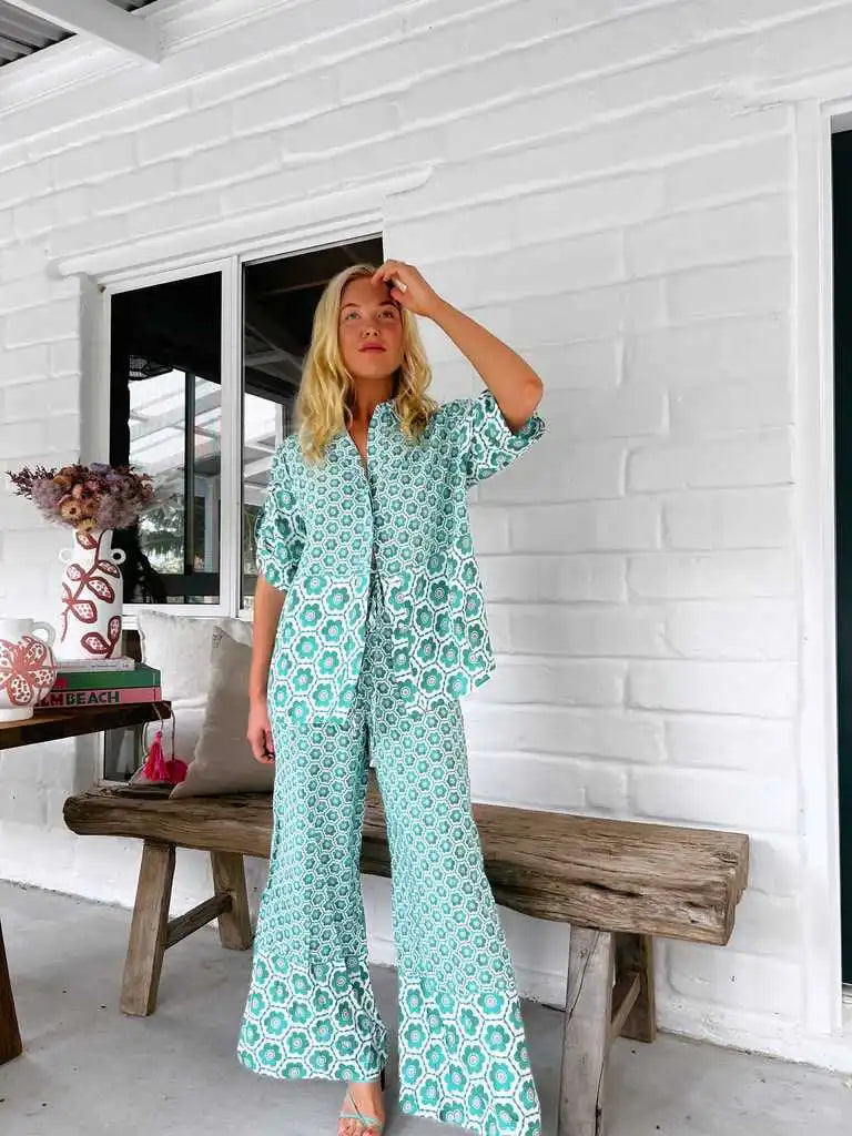 Damjumpsuit - Avslappnad passform - Geometriskt mönster - Avslappnad stil