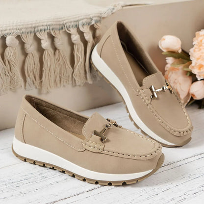 Damloafers - Slip-On - Låg klack - Metalldetalj - Komfortskor för vardagsbruk