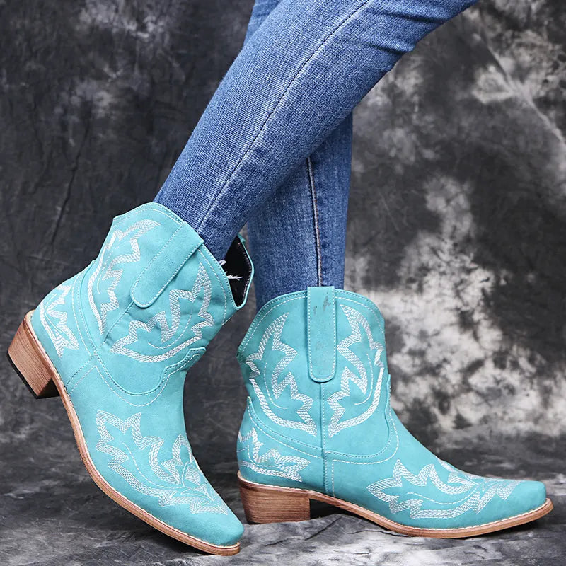 Dam westernstil – broderade cowboystövlar