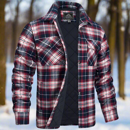 Herrskjortjacka – Flanell med quiltat foder – Avslappnad passform – Tryckknappar – Bröstfickor