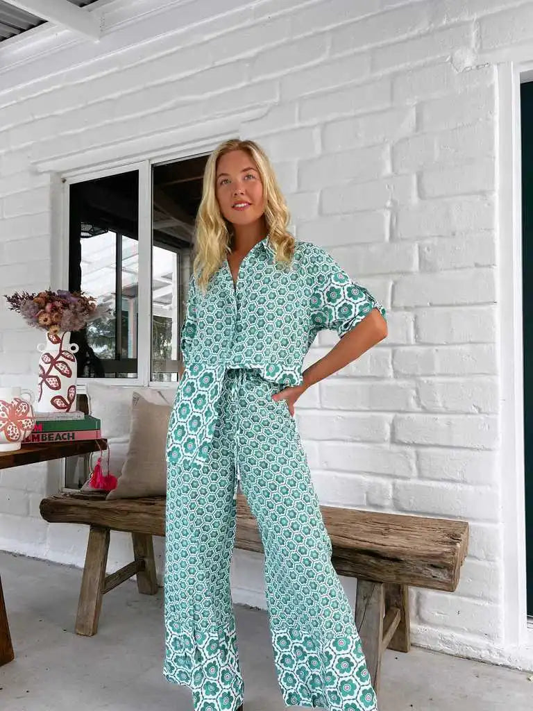 Damjumpsuit - Avslappnad passform - Geometriskt mönster - Avslappnad stil