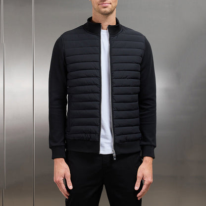 Herrjacka – Slim Fit – Quiltad Isolerad Framsida – Stickade Ärmar – Ståkrage