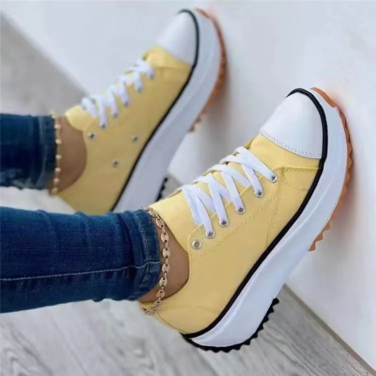 Dam Sneakers - Platå - Canvas - Snörning - Bekväma och Trendiga