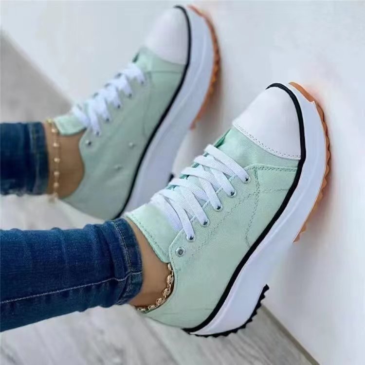 Dam Sneakers - Platå - Canvas - Snörning - Bekväma och Trendiga