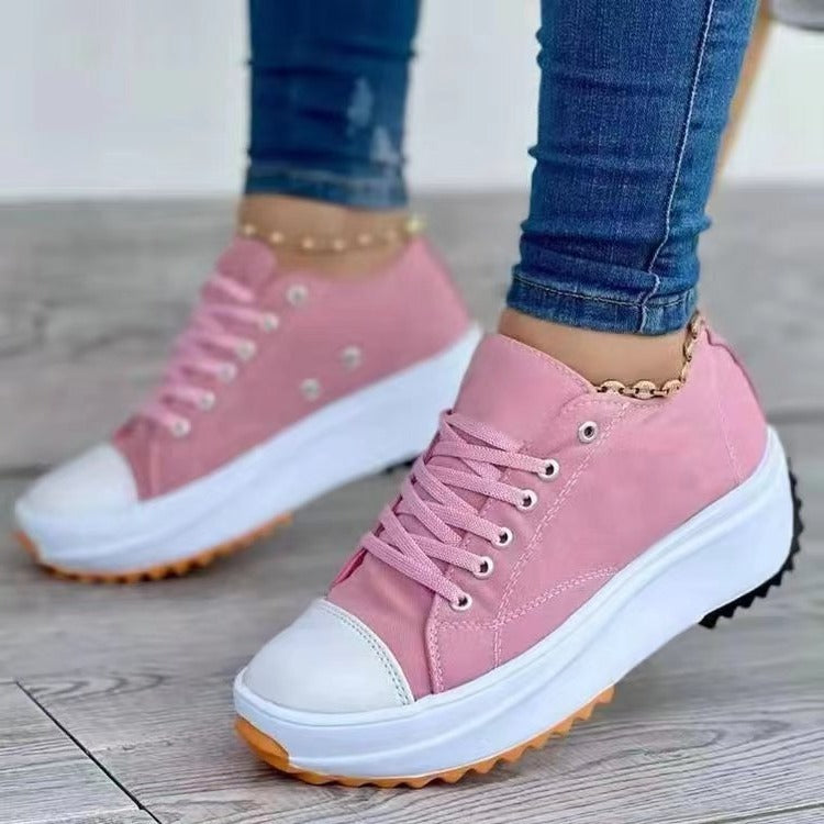 Dam Sneakers - Platå - Canvas - Snörning - Bekväma och Trendiga