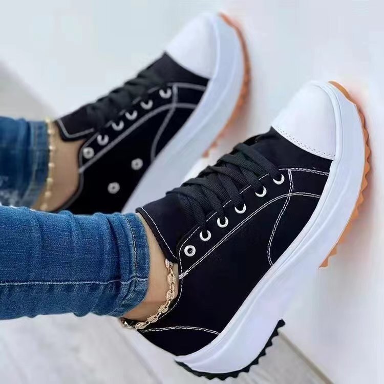 Dam Sneakers - Platå - Canvas - Snörning - Bekväma och Trendiga