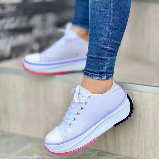 Dam Sneakers - Platå - Canvas - Snörning - Bekväma och Trendiga