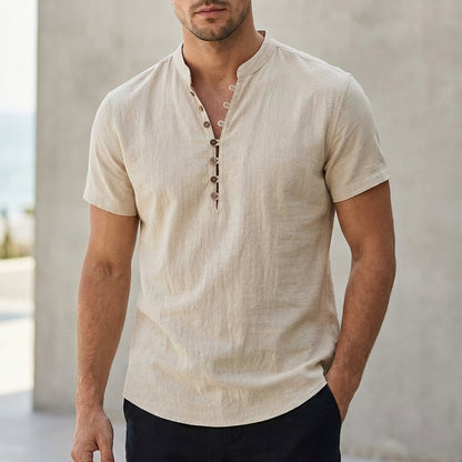 Men’s Lightweight Linen Short Sleeve Shirt with Relaxed Fit