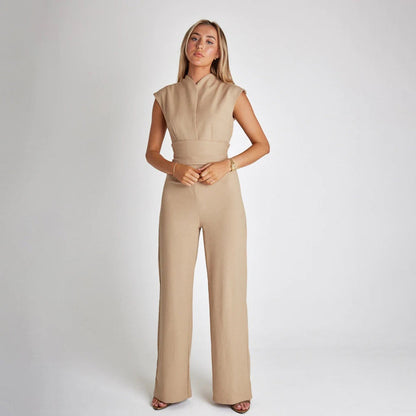 Dam Jumpsuit - V-ringning - Knytband i midjan - Vida ben - Elegant och stilren