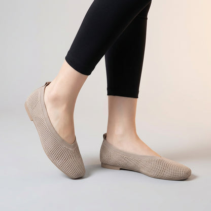 Breathable Knit Ballet Flats with Flexible Slip-On Fit