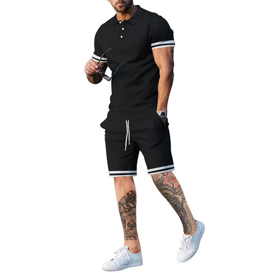 Herrset med pikétröja och shorts – Slim Fit – Andningsbar – Sportig stil
