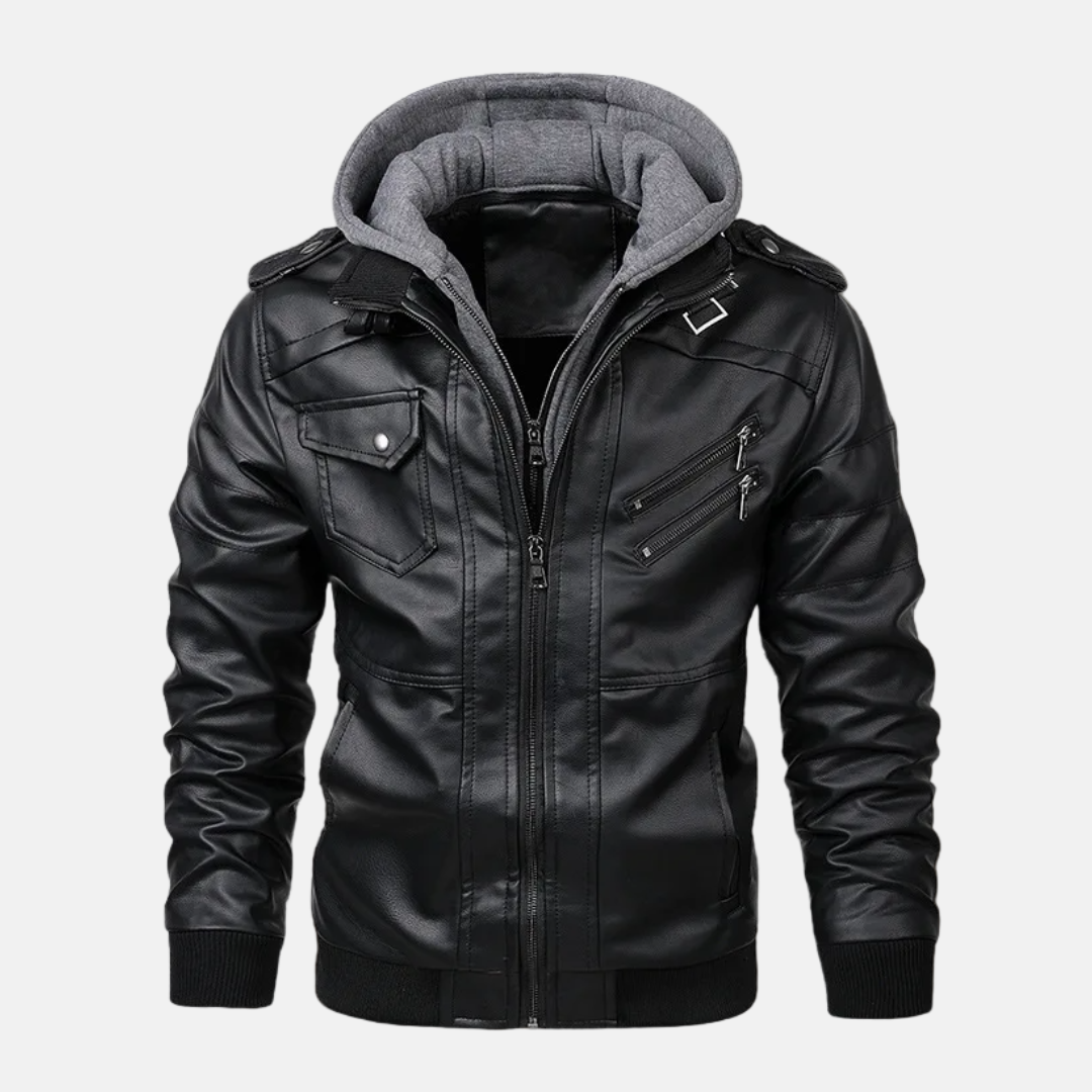 Herr Bomberjacka – Slim Fit – Fuskskinn – Huva i Lager-på-lager-stil – Urbana Detaljer