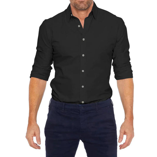 Herrskjorta – Slim Fit – Andningsbar Textil – Knappstängning – Lång ärm