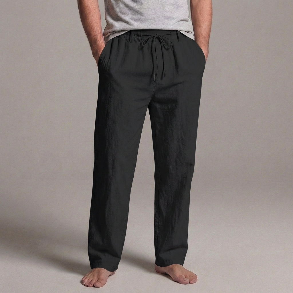 Men’s Linen Blend Drawstring Pants Relaxed Fit Casual Trousers