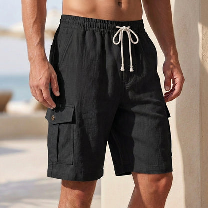 Men’s Lightweight Linen Cargo Shorts with Relaxed Drawstring Fit