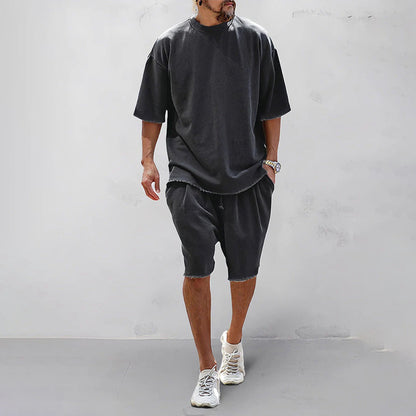 Herrset med t-shirt och shorts – Oversize passform – Andningsbar mjuk kvalitet