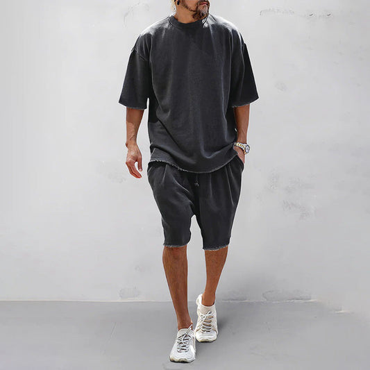 Herrset med t-shirt och shorts – Oversize passform – Andningsbar mjuk kvalitet
