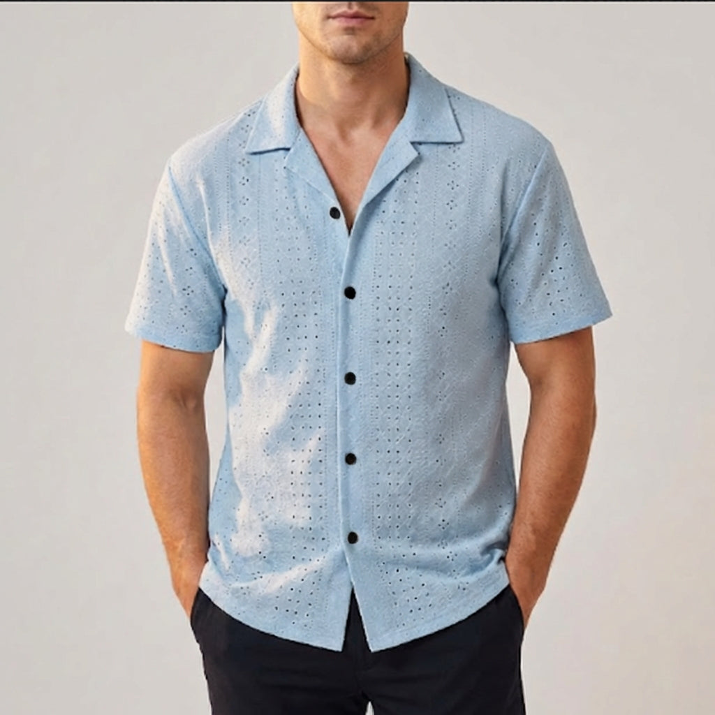 Men’s Lightweight Short Sleeve Button-Up Shirt with Relaxed Fit
