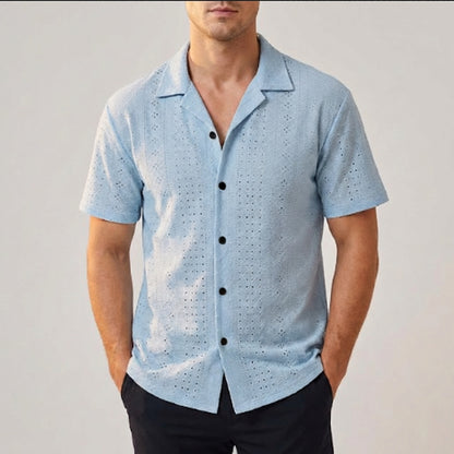 Men’s Lightweight Short Sleeve Button-Up Shirt with Relaxed Fit
