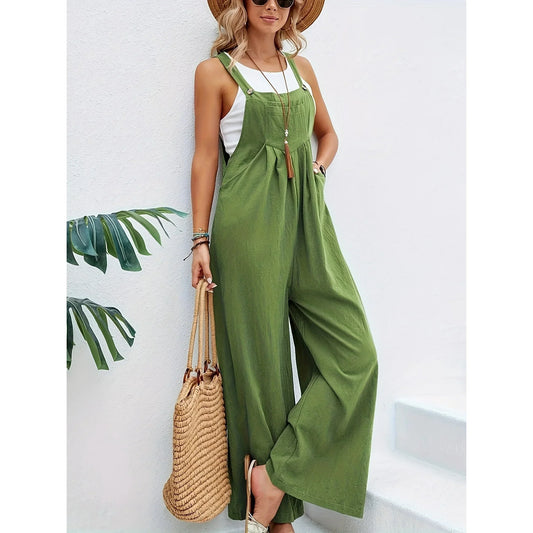 Dam Jumpsuit – Vida Ben – Justerbara Axelband – Luftig Bomull-Lin – Avslappnad Passform