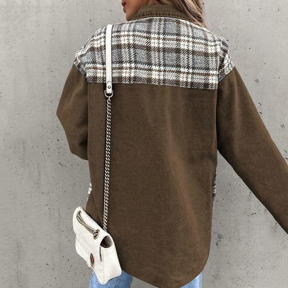 Damjacka – Avslappnad Passform – Blandmönstrad – Knäppning Fram