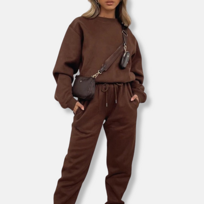 Dam Loungewear Set – Avslappnad Passform – Långärmad Top – Joggers med Dragsko