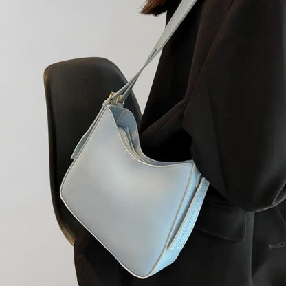 Dam Crossbody-väska – Slank Struktur – Justerbar Rem – Gulddetaljer Zipstängning