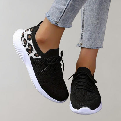 Dam Sneakers - Andningsbar Stickad Ovandel - Snörning - Dämpad Sula - Trendig Design