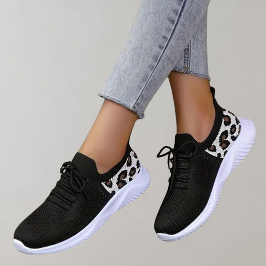 Dam Sneakers - Andningsbar Stickad Ovandel - Snörning - Dämpad Sula - Trendig Design