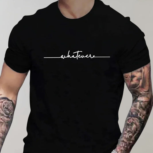 Herr T-shirt – Regular Fit – Mjukstickad – Kort Ärm – Grafiskt Brösttryck
