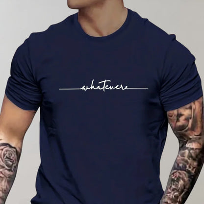 Herr T-shirt – Regular Fit – Mjukstickad – Kort Ärm – Grafiskt Brösttryck