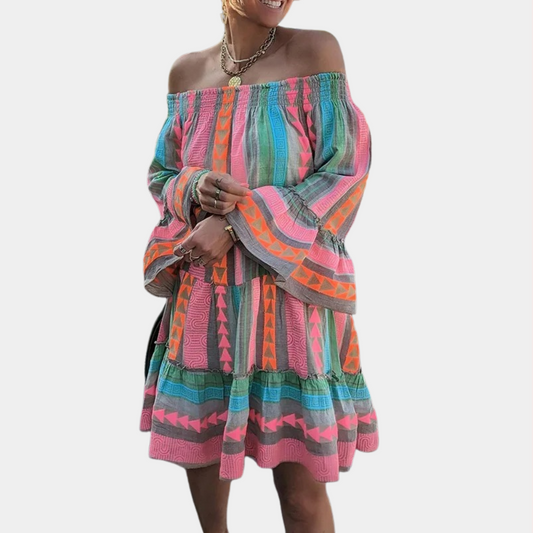 Klänning för Dam - Off Shoulder - Långärmad - Bohemisk Stil - Lös Passform