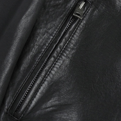 Herrjacka i Läder – Slim Fit – Ståkrage – Dragkedjefickor – Strukturerad Stil