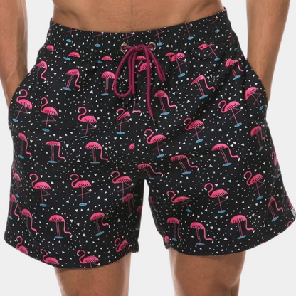 Herrshorts – Avslappnad Passform – Andningsbar Mix – Mitten av Låret – Dragsko – Tryckt Mönster