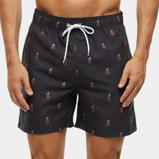 Herrshorts – Avslappnad Passform – Andningsbar Mix – Mitten av Låret – Dragsko – Tryckt Mönster