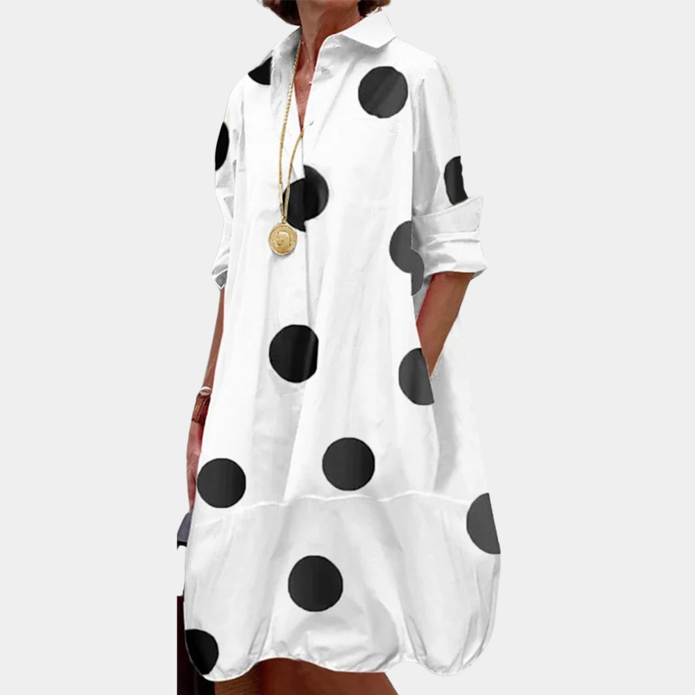 Damklänning - V-ringning - Trekvartsärmar - A-linje - Geometriskt Mönster