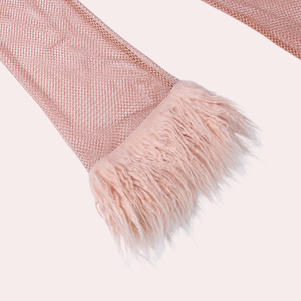 Dams Klänning – Transparent Mesh – Prickigt Mönster – Fjäderdetaljer – Figurnära Mini