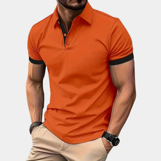 Herrpikétröja – Slim Fit – Mjukstickad – Kort Ärmlängd – Kontrastdetaljer