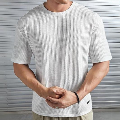 Herr T-shirt – Soft Knit – Avslappnad Passform – Kort Ärm – Minimalistisk Stil