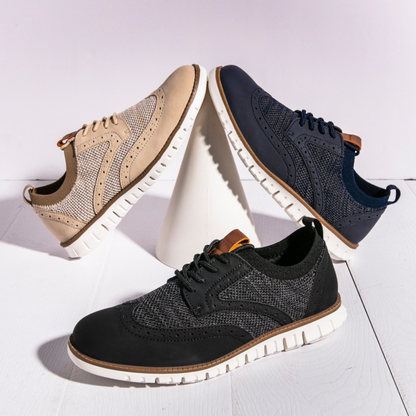 Herrskor - Hybrid Brogue Sneakers - Andningsbar Ovandel - Snörning - Greppvänlig Sula