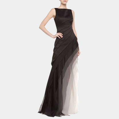 Damklänning - Ärmlös Maxi - Elegant A-linje med Asymmetriska Lager