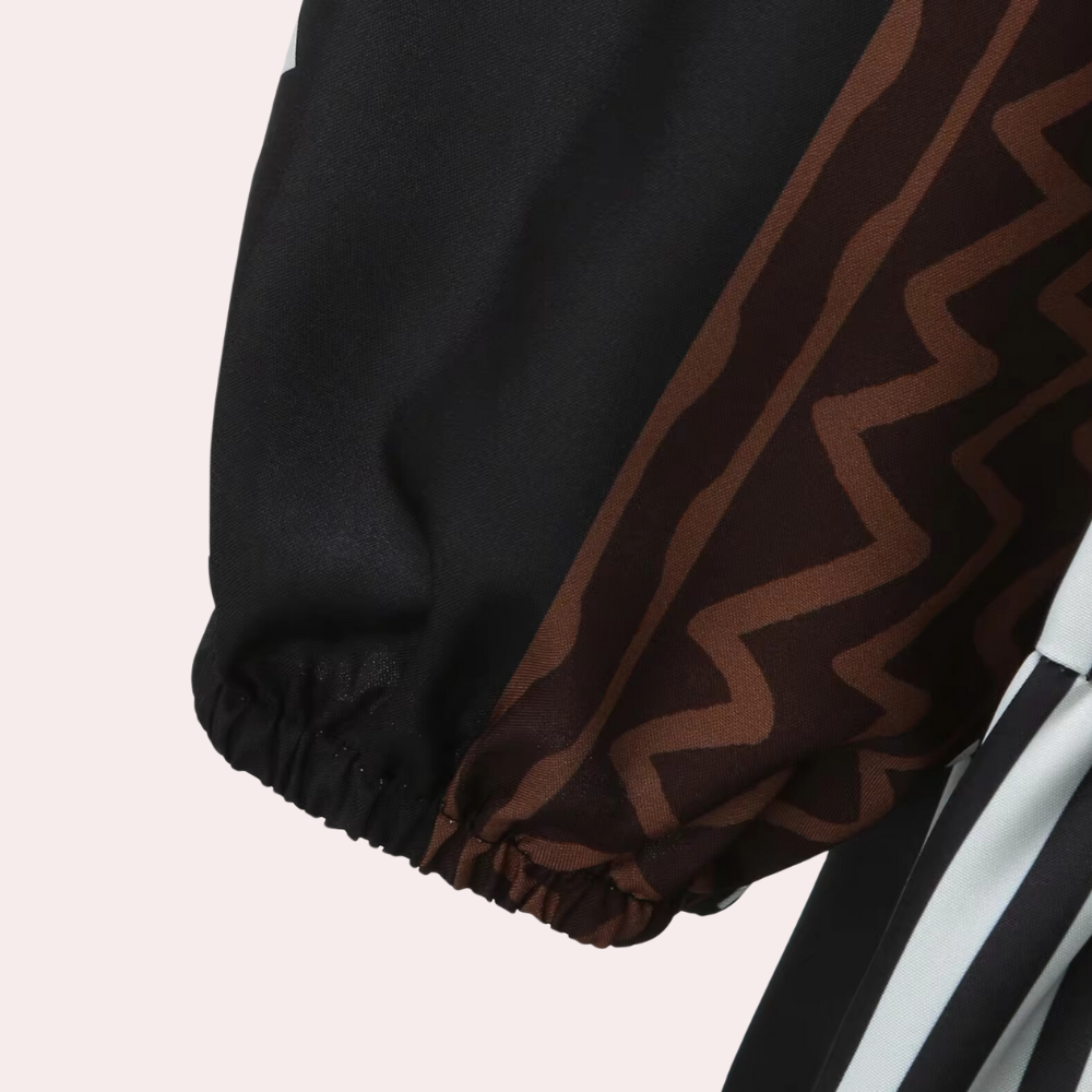 Damtunika - Lös Passform - V-ringning - Trekvartsärmar - Geometriskt Mönster