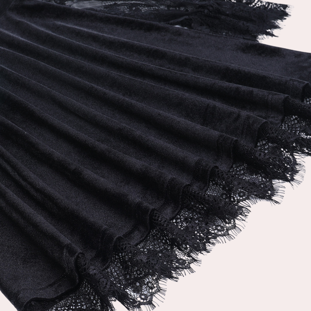 Damklänning – A-linjeformad – Spetsdetaljer – Lång ärm – Elegant samtida stil